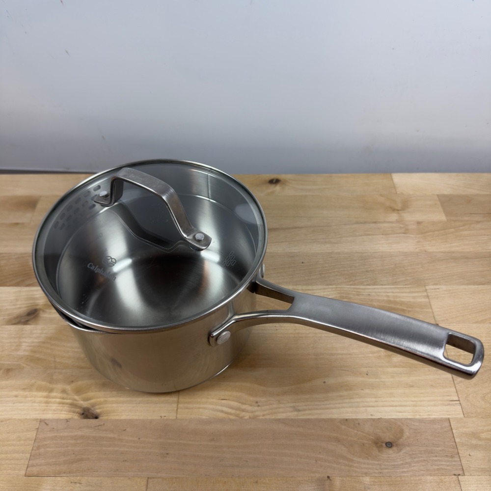 Calphalon 87025 Stainless Steel 2.5 QT Saucepan Straining Glass Lid Pour Spout